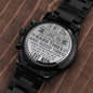 To My Son Engraved Design Black Chronograph Men's Watch, Black & Brass Black Watch, Mens Gear Watch, Engraved Military Watch, Fossil Watch - Best Today's Gifts
