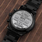 To My Husband Engraved Design Black Chronograph Men's Watch, Black & Brass Black Watch, Mens Gear Watch, Engraved Military Watch, Fossil Watch - Best Today's Gifts