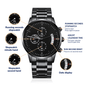 To My Son Engraved Design Black Chronograph Men's Watch, Black & Brass Black Watch, Mens Gear Watch, Engraved Military Watch, Fossil Watch - Best Today's Gifts