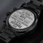 To My Husband Engraved Design Black Chronograph Men's Watch, Black & Brass Black Watch, Mens Gear Watch, Engraved Military Watch, Fossil Watch - Best Today's Gifts