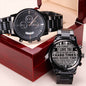 To My Son Engraved Design Black Chronograph Men's Watch, Black & Brass Black Watch, Mens Gear Watch, Engraved Military Watch, Fossil Watch - Best Today's Gifts