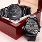 To My Husband Engraved Design Black Chronograph Men's Watch, Black & Brass Black Watch, Mens Gear Watch, Engraved Military Watch, Fossil Watch - Best Today's Gifts