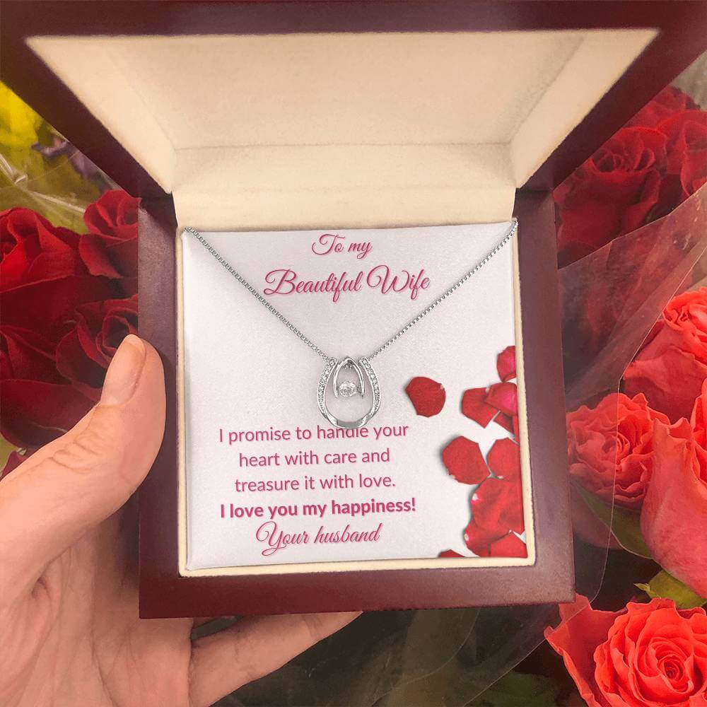 To My Wife Lucky In Love Necklace, Wife Gift From Husband, Anniversary Gift for Wife, Sentimental Gift for Wife, Birthday Gift for Wife - Best Today's Gifts