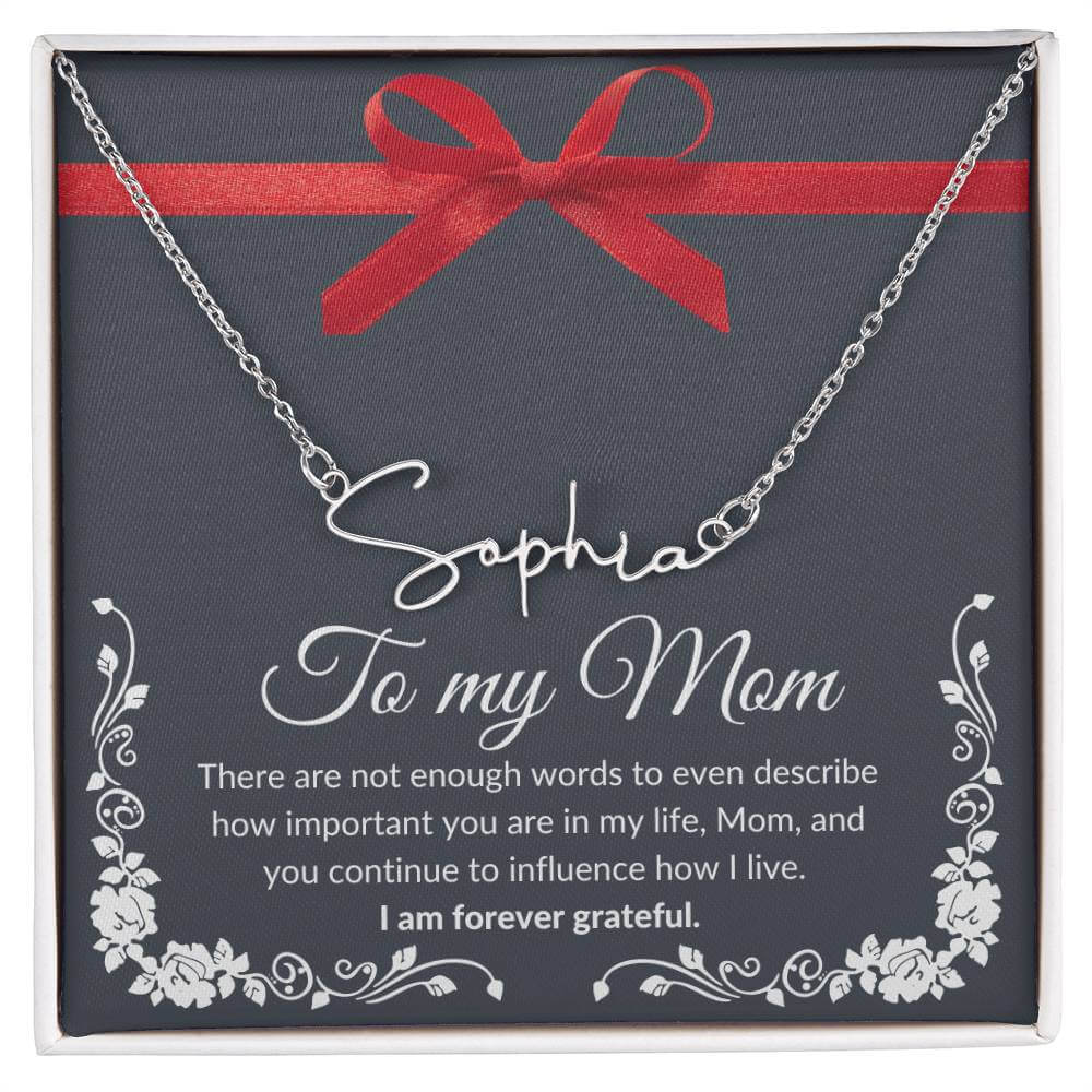 To My Mom Signature Name Necklace, Signature Name Necklace From Daughter, Signature Name Necklace From Son, Housewarming Gift For Mom - Best Today's Gifts