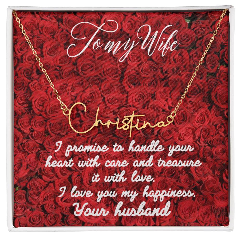 Signature Name Necklace, To My Wife Necklace, From Husband, Anniversary Gift for Wife, Sentimental Gift for Wife, Birthday Gift for Wife - Best Today's Gifts