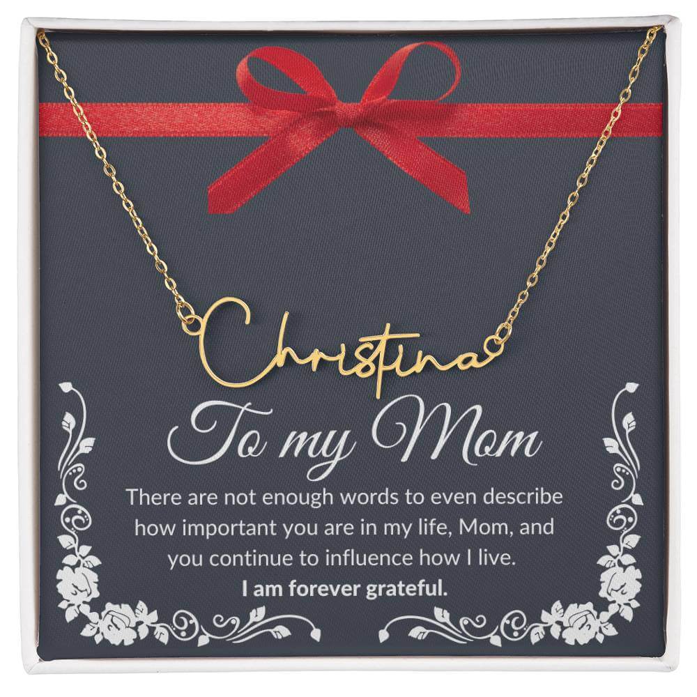 To My Mom Signature Name Necklace, Signature Name Necklace From Daughter, Signature Name Necklace From Son, Housewarming Gift For Mom - Best Today's Gifts