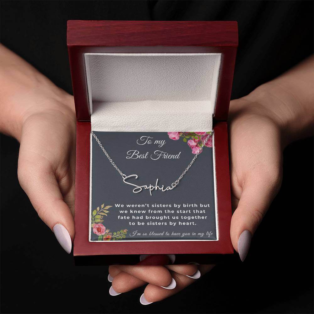 To My Best Friend Signature Name Necklace, Friendship Jewelry, Personalized Gift For Best Friend, Best Friend Necklace - Best Today's Gifts