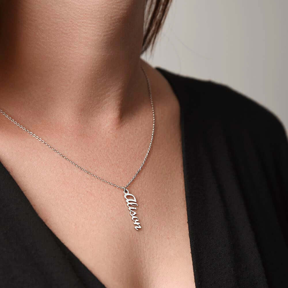 Vertical Name Necklace Without Message Card, Gift for Mom, Gift for Sister, Gift for Wife, Gift for Girlfriend, Personalized Gift - Best Today's Gifts