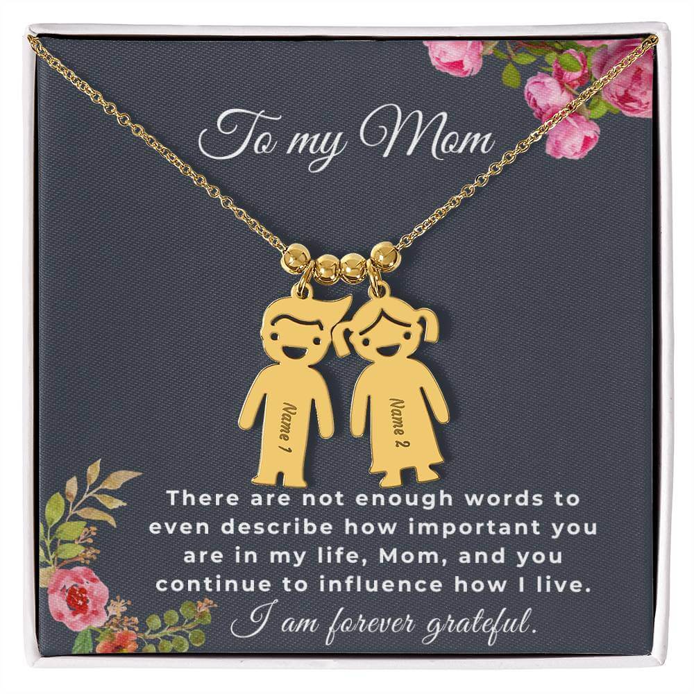 To My Mom Engraved Kids Charm Necklace, Housewarming Gift For My Mom - Best Today's Gifts