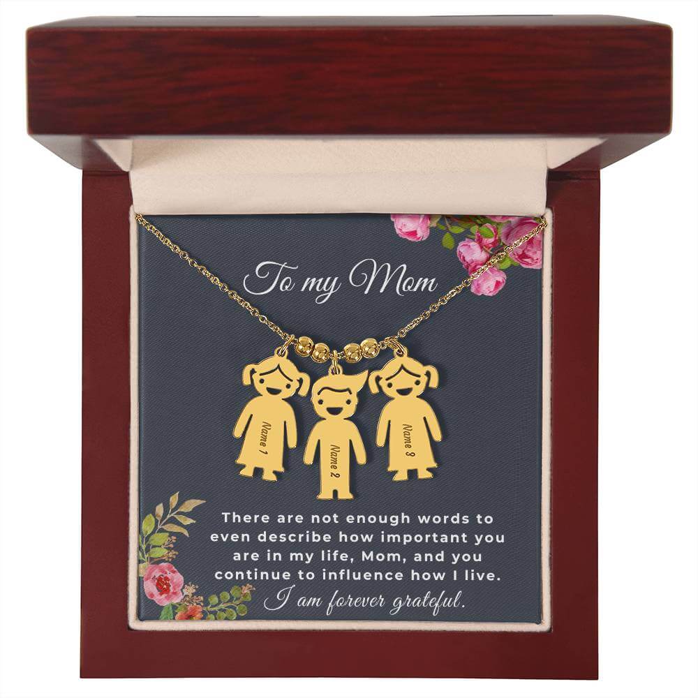 To My Mom Engraved Kids Charm Necklace, Housewarming Gift For My Mom - Best Today's Gifts