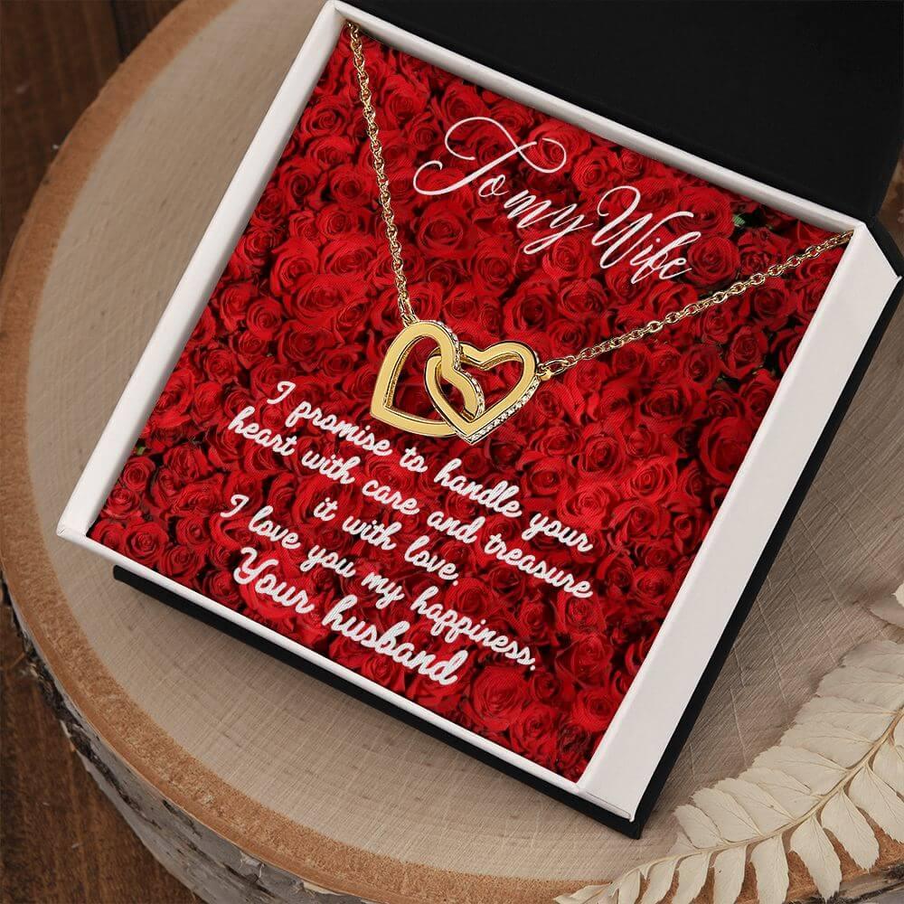To My Wife Interlocking Hearts Necklace, Gift From Husband, Anniversary Gift for Wife, Sentimental Gift for Wife, Birthday Gift for Wife - Best Today's Gifts