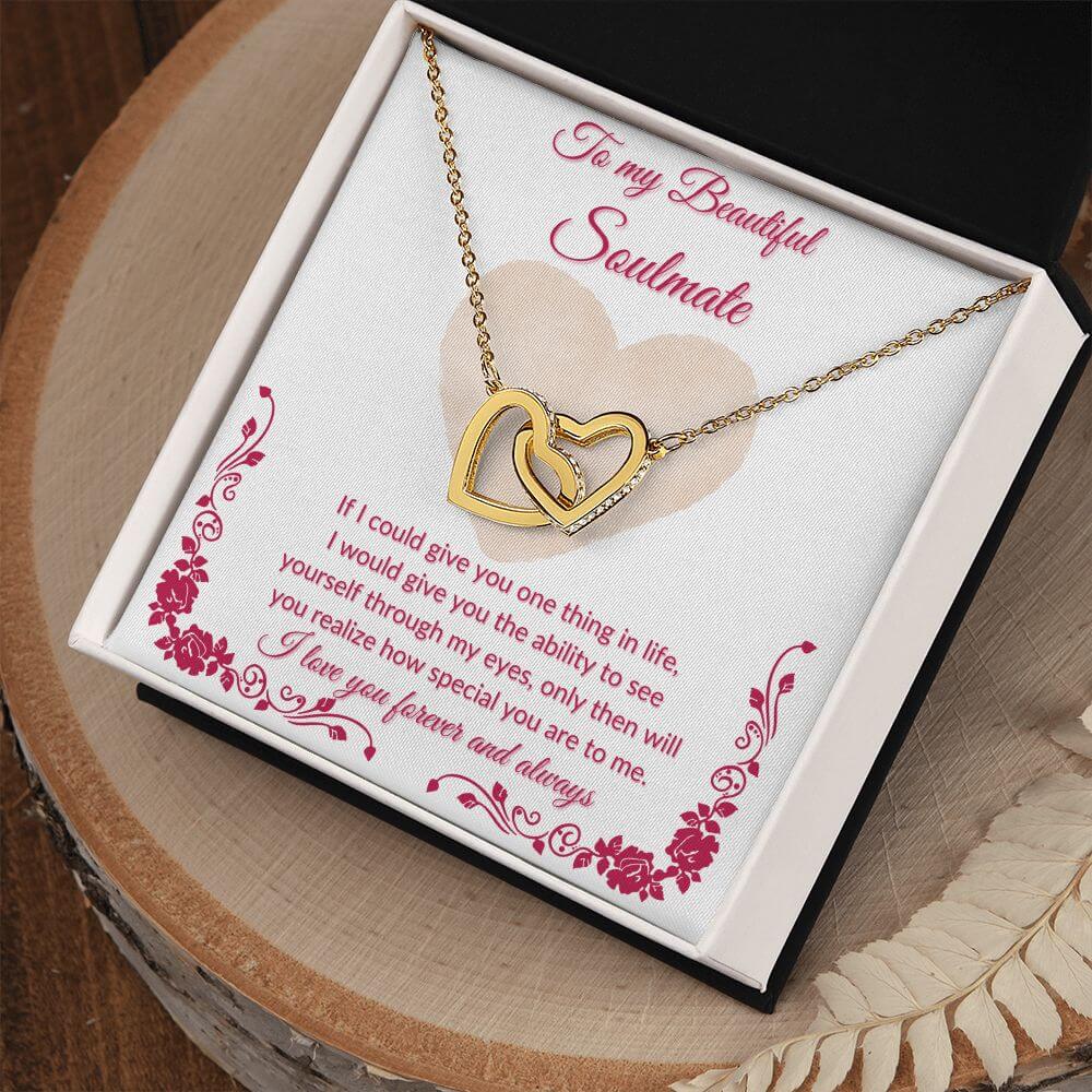 To My Soulmate Interlocking Hearts Necklace, Soulmate Necklace Gift For Her, Soulmate Gift, Soulmate Jewelry For Her, Jewelry Gift Her - Best Today's Gifts