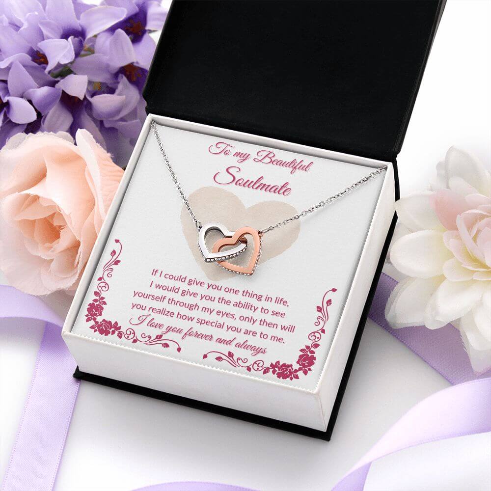 To My Soulmate Interlocking Hearts Necklace, Soulmate Necklace Gift For Her, Soulmate Gift, Soulmate Jewelry For Her, Jewelry Gift Her - Best Today's Gifts