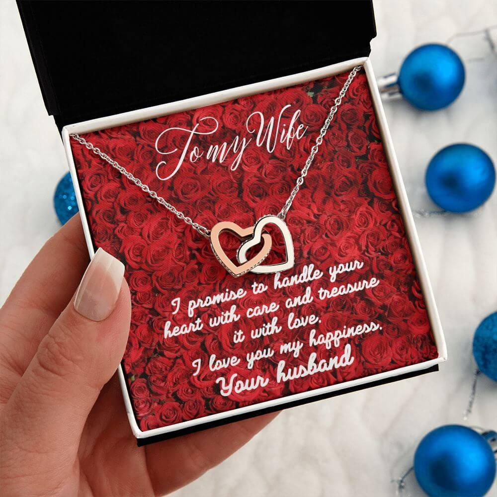 To My Wife Interlocking Hearts Necklace, Gift From Husband, Anniversary Gift for Wife, Sentimental Gift for Wife, Birthday Gift for Wife - Best Today's Gifts