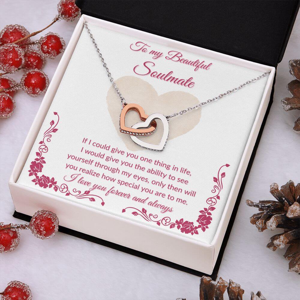To My Soulmate Interlocking Hearts Necklace, Soulmate Necklace Gift For Her, Soulmate Gift, Soulmate Jewelry For Her, Jewelry Gift Her - Best Today's Gifts
