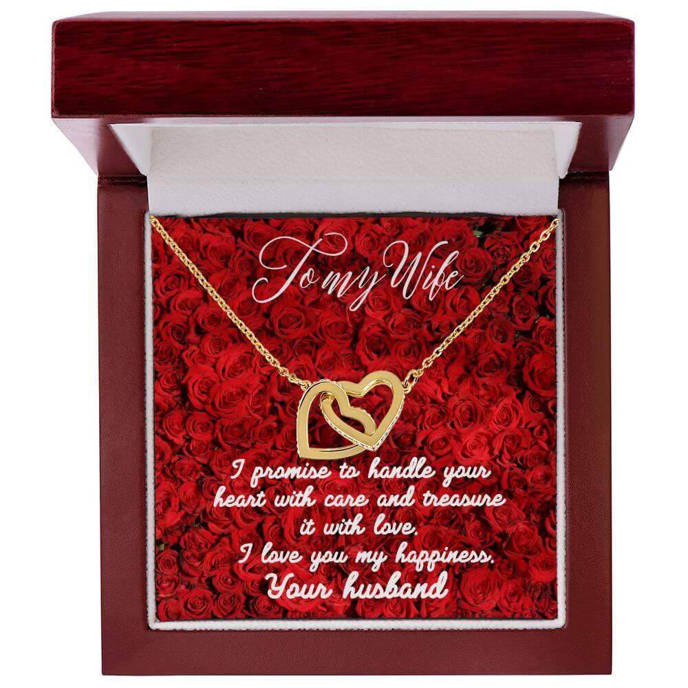 To My Wife Interlocking Hearts Necklace, Gift From Husband, Anniversary Gift for Wife, Sentimental Gift for Wife, Birthday Gift for Wife - Best Today's Gifts