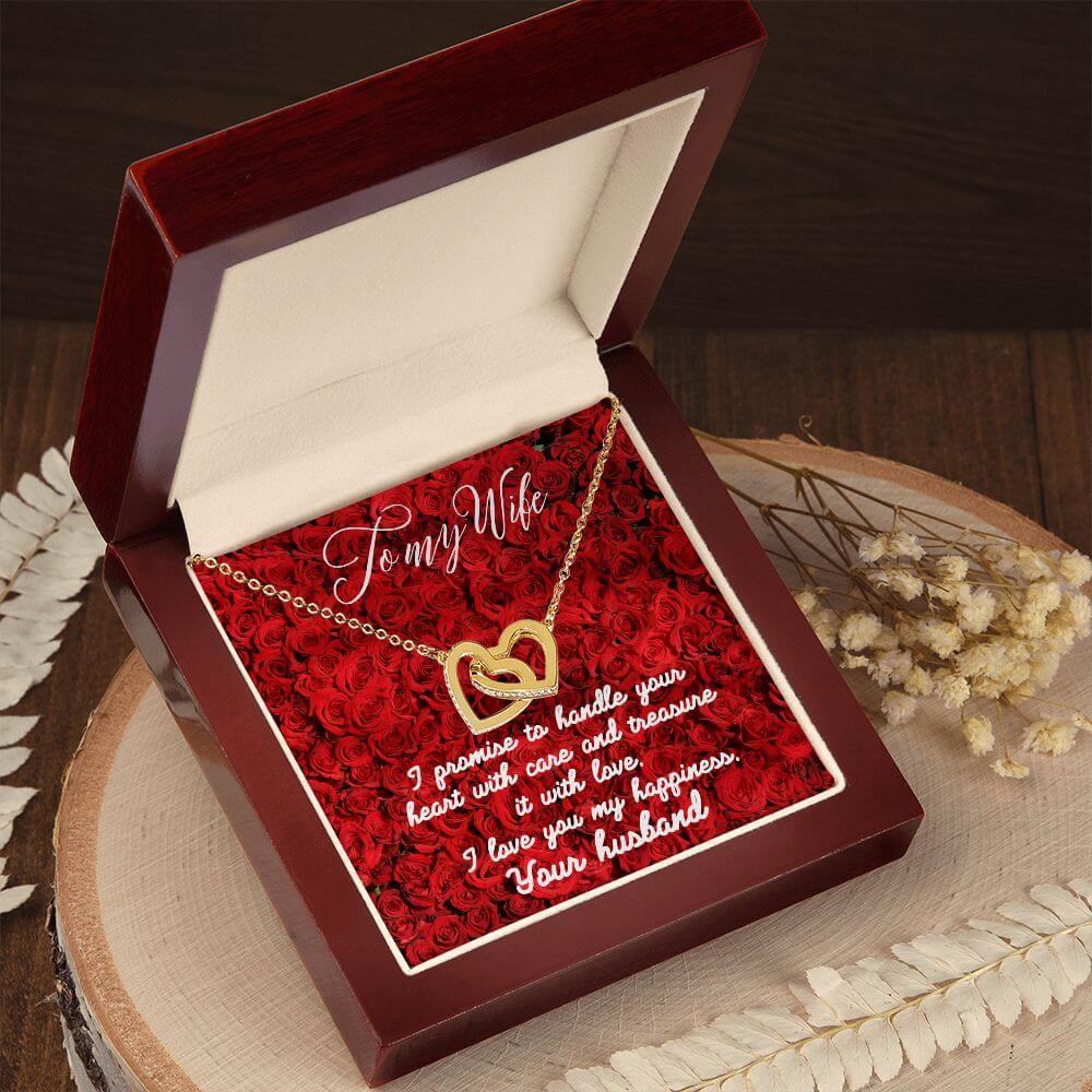 To My Wife Interlocking Hearts Necklace, Gift From Husband, Anniversary Gift for Wife, Sentimental Gift for Wife, Birthday Gift for Wife - Best Today's Gifts
