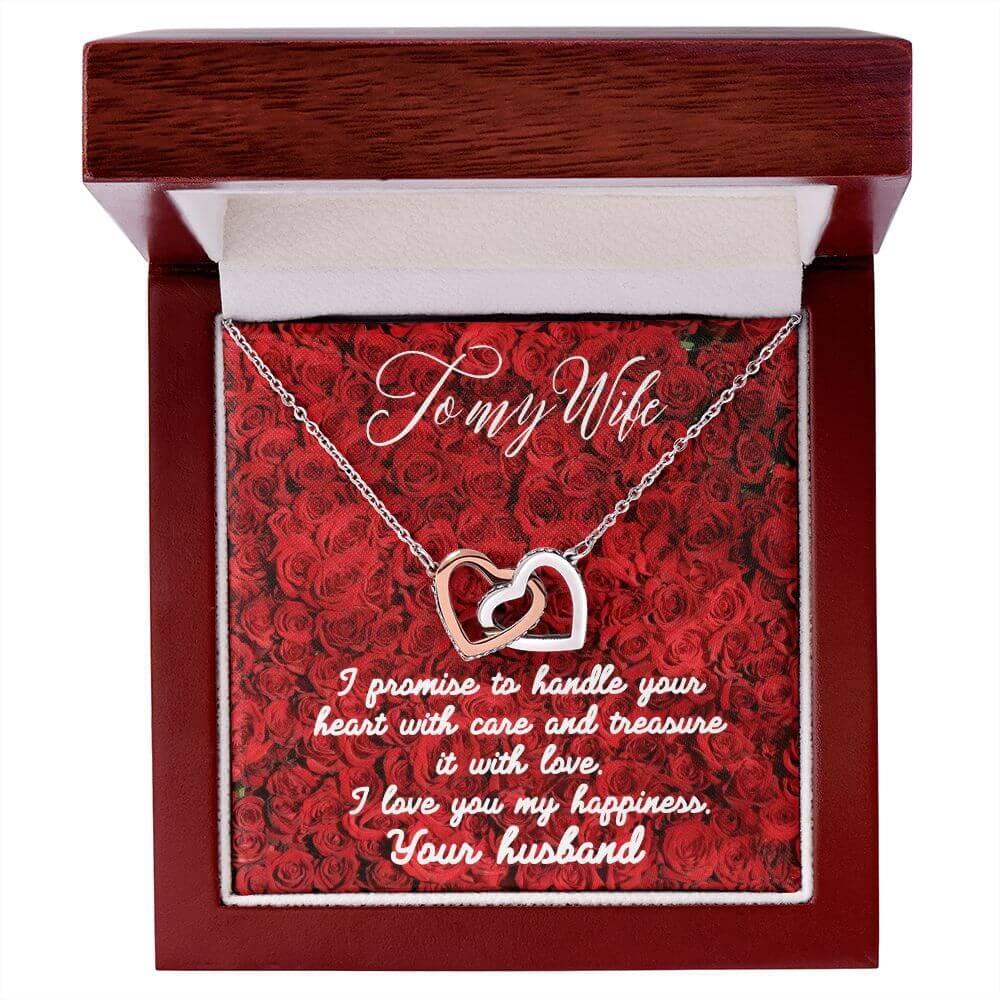 To My Wife Interlocking Hearts Necklace, Gift From Husband, Anniversary Gift for Wife, Sentimental Gift for Wife, Birthday Gift for Wife - Best Today's Gifts
