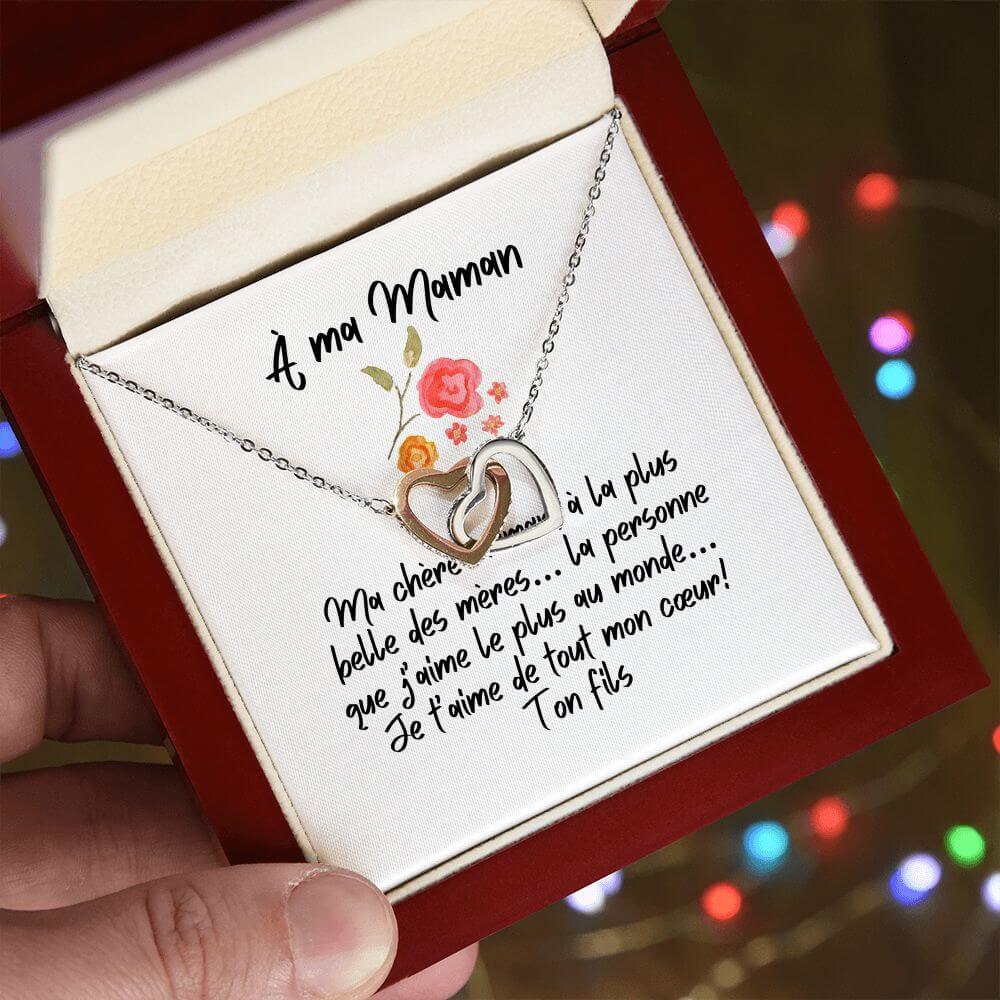 À ma Maman, Interlocking Hearts Necklace, de la part de ton fils - Best Today's Gifts