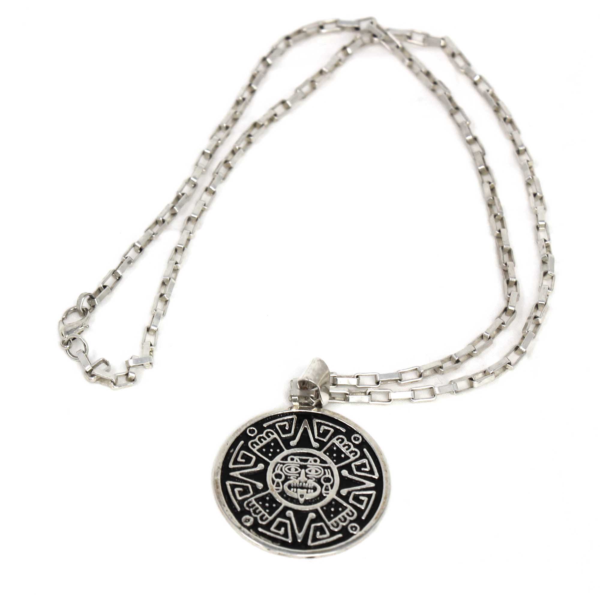 Alpaca Silver Aztec Face Pendant with Chain - Best Today's Gifts