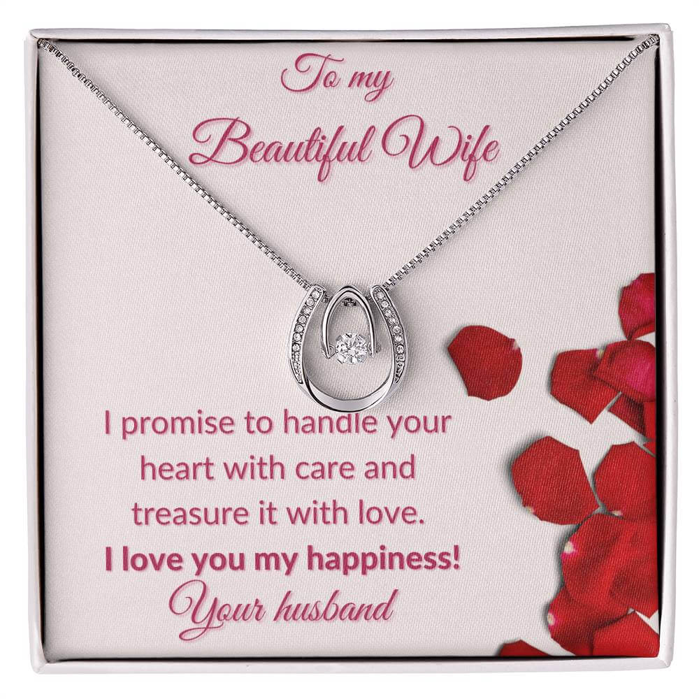 To My Wife Lucky In Love Necklace, Wife Gift From Husband, Anniversary Gift for Wife, Sentimental Gift for Wife, Birthday Gift for Wife - Best Today's Gifts