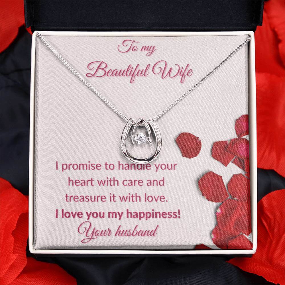 To My Wife Lucky In Love Necklace, Wife Gift From Husband, Anniversary Gift for Wife, Sentimental Gift for Wife, Birthday Gift for Wife - Best Today's Gifts