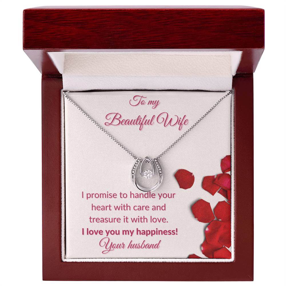 To My Wife Lucky In Love Necklace, Wife Gift From Husband, Anniversary Gift for Wife, Sentimental Gift for Wife, Birthday Gift for Wife - Best Today's Gifts