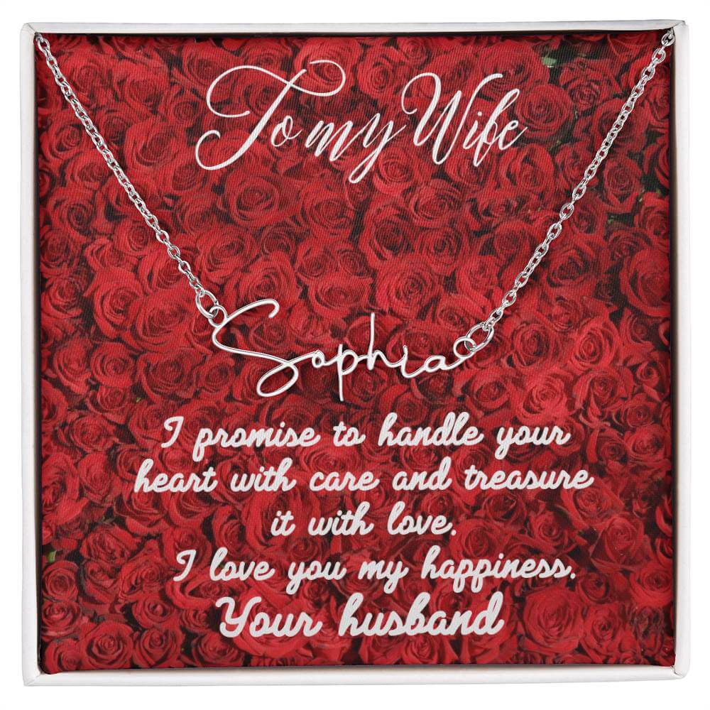 Signature Name Necklace, To My Wife Necklace, From Husband, Anniversary Gift for Wife, Sentimental Gift for Wife, Birthday Gift for Wife - Best Today's Gifts