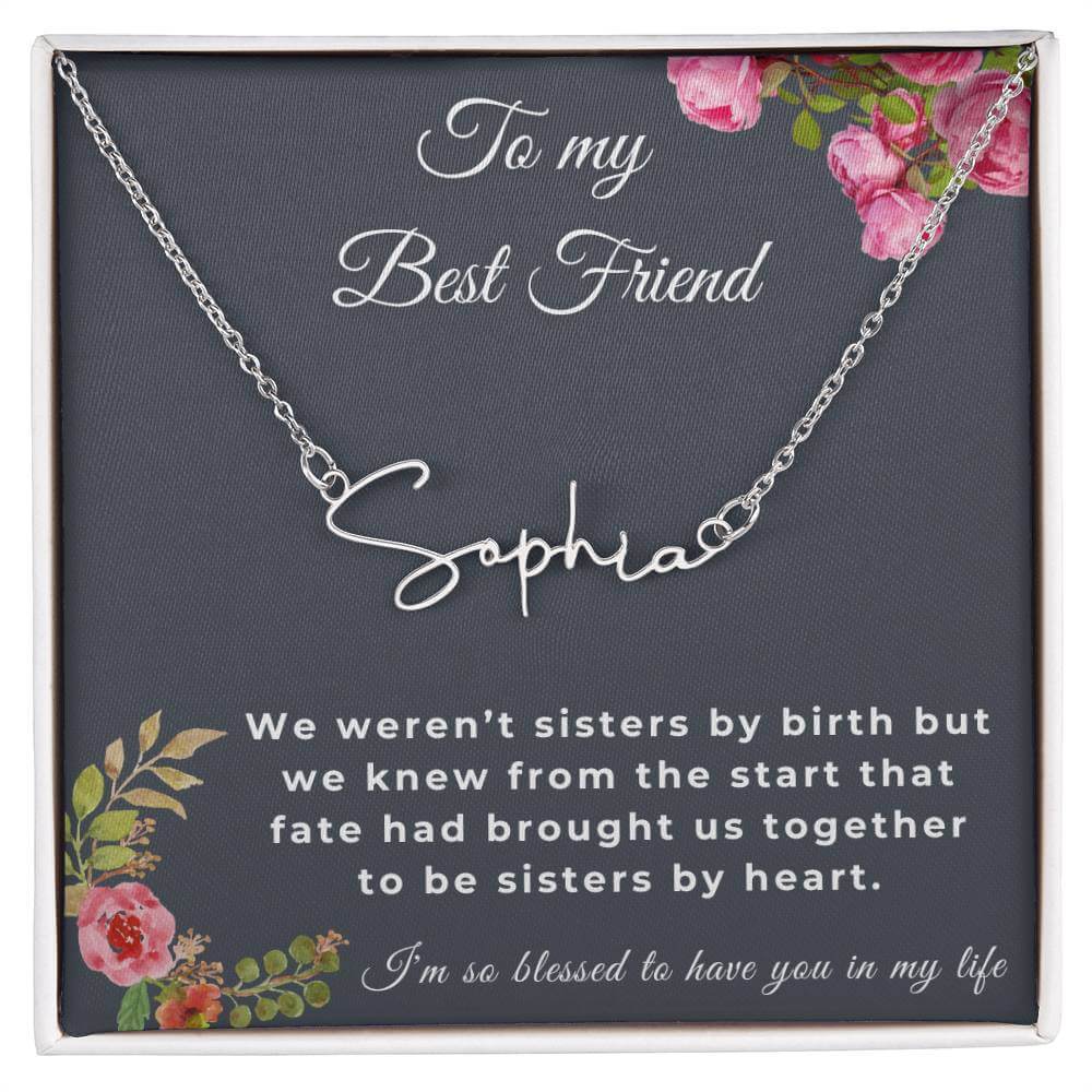 To My Best Friend Signature Name Necklace, Friendship Jewelry, Personalized Gift For Best Friend, Best Friend Necklace - Best Today's Gifts