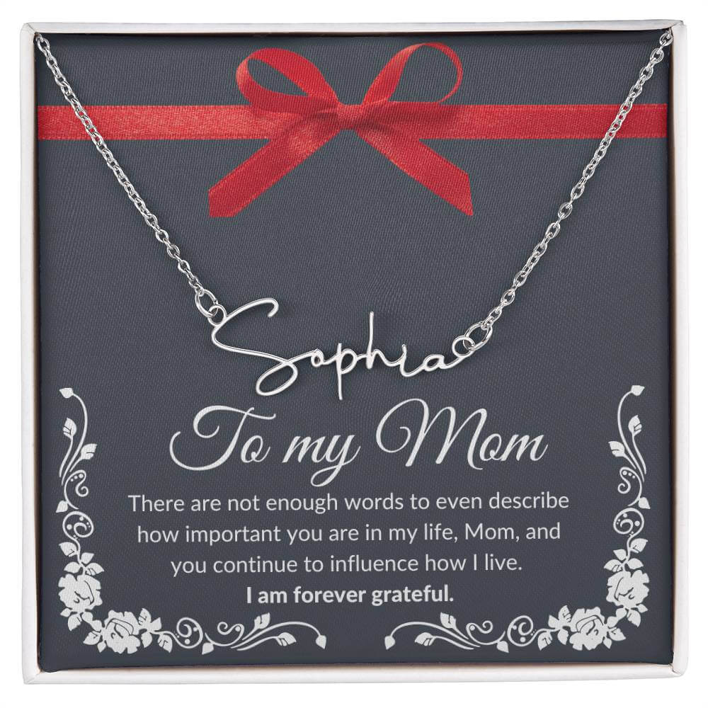 To My Mom Signature Name Necklace, Signature Name Necklace From Daughter, Signature Name Necklace From Son, Housewarming Gift For Mom - Best Today's Gifts