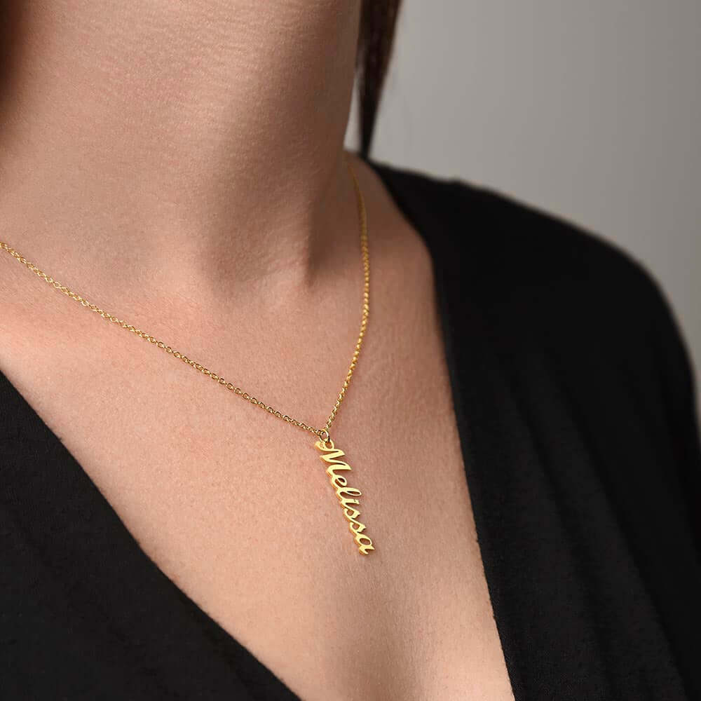 Vertical Name Necklace Without Message Card, Gift for Mom, Gift for Sister, Gift for Wife, Gift for Girlfriend, Personalized Gift - Best Today's Gifts