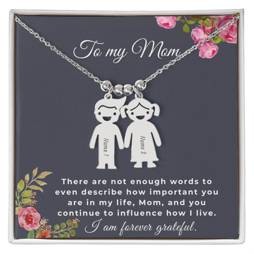 To My Mom Engraved Kids Charm Necklace, Housewarming Gift For My Mom - Best Today's Gifts