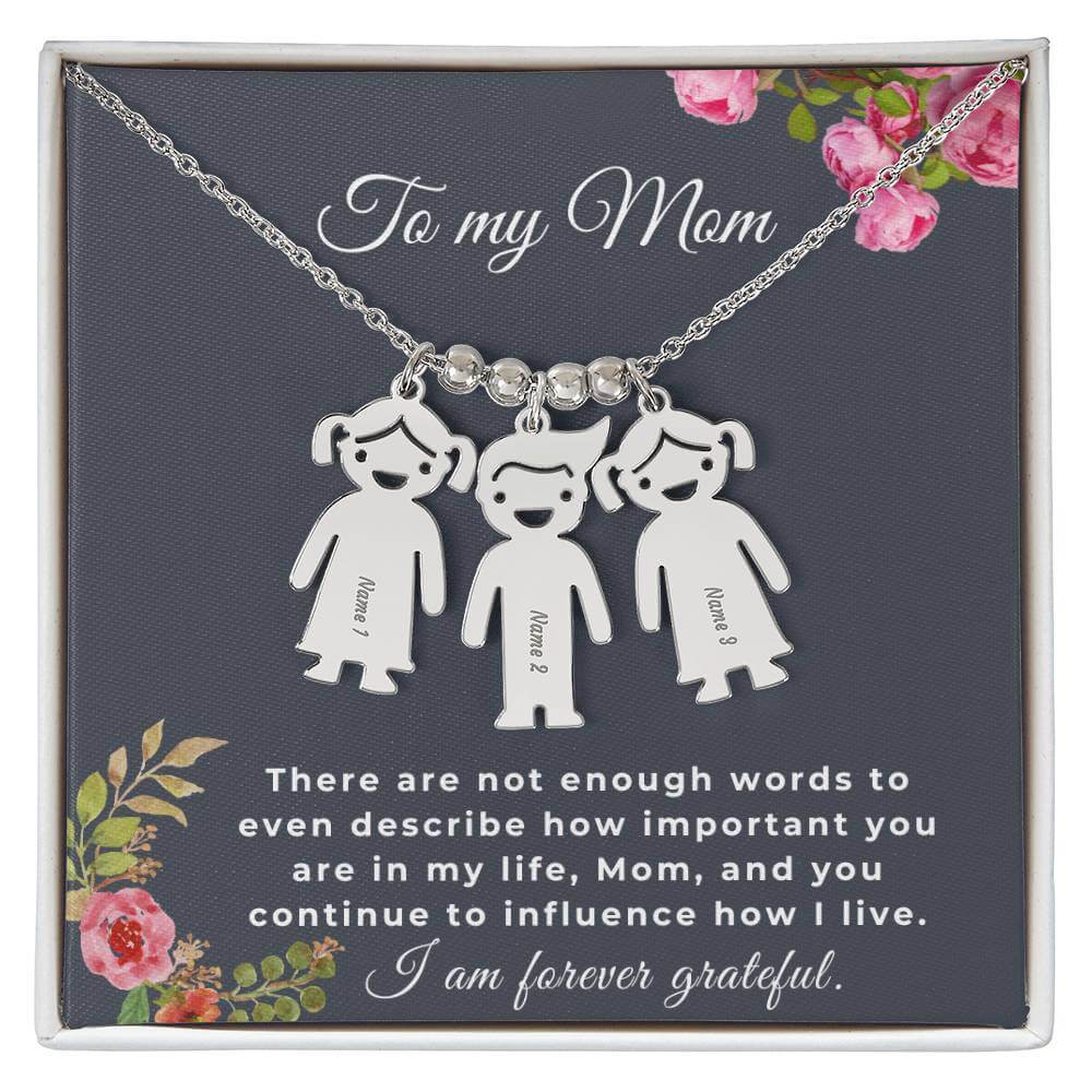 To My Mom Engraved Kids Charm Necklace, Housewarming Gift For My Mom - Best Today's Gifts