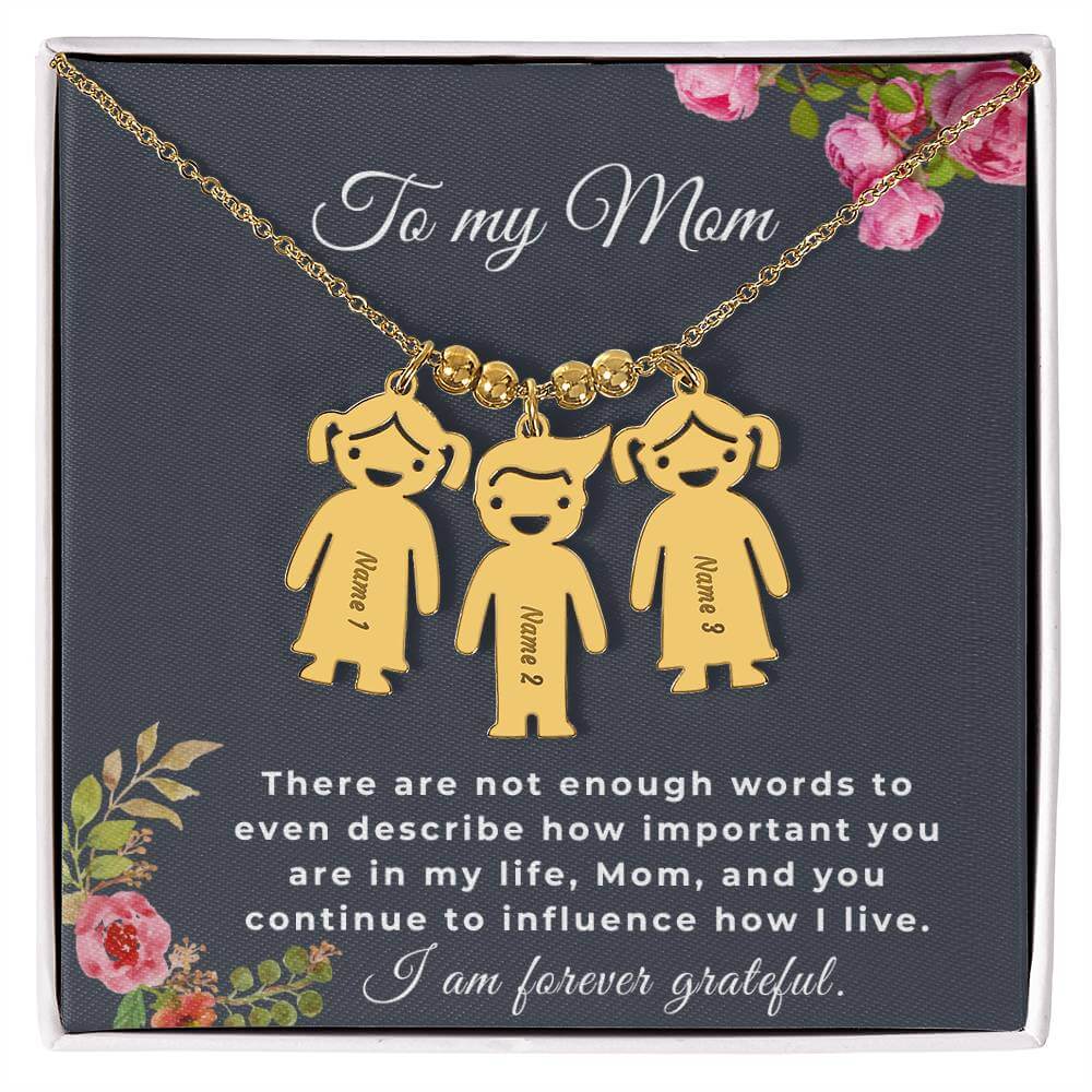 To My Mom Engraved Kids Charm Necklace, Housewarming Gift For My Mom - Best Today's Gifts