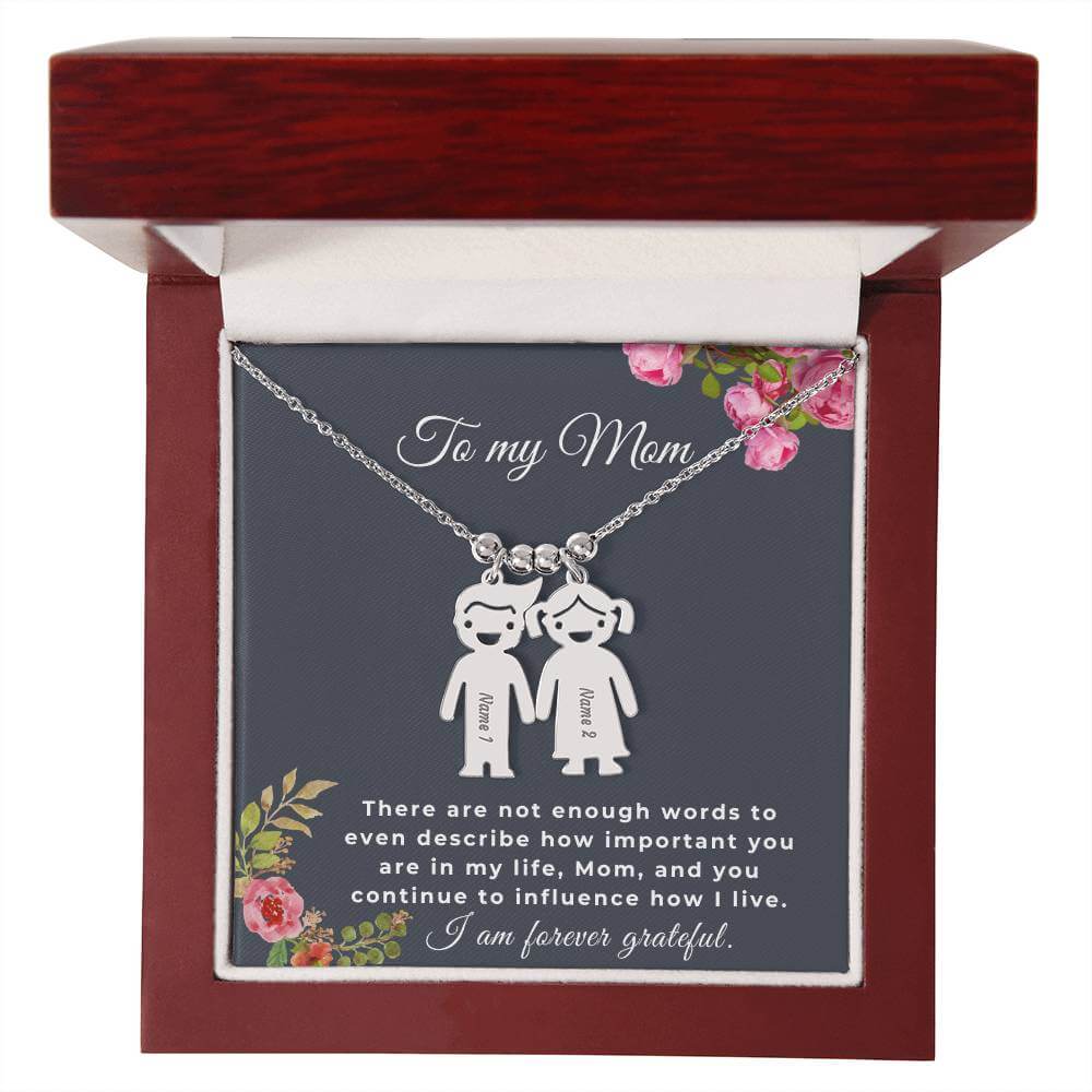 To My Mom Engraved Kids Charm Necklace, Housewarming Gift For My Mom - Best Today's Gifts
