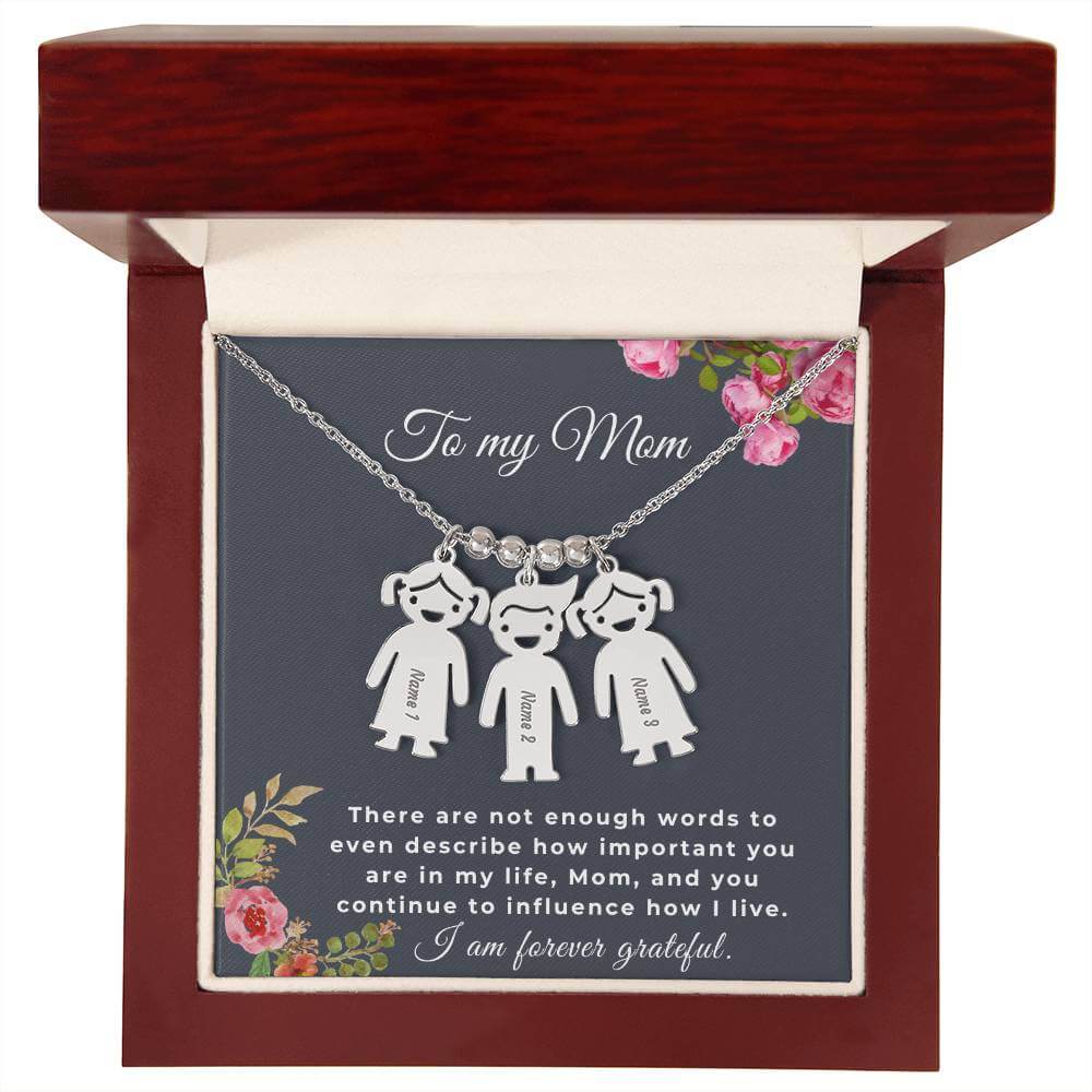 To My Mom Engraved Kids Charm Necklace, Housewarming Gift For My Mom - Best Today's Gifts