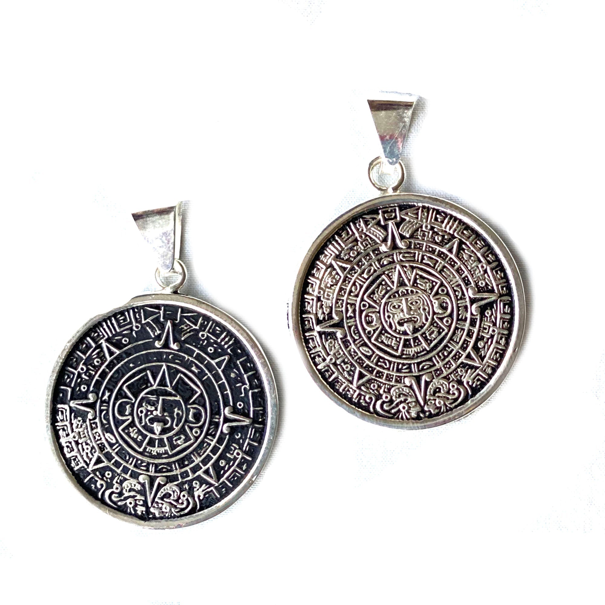 Alpaca Silver Aztec Calendar Pendant with Chain - Best Today's Gifts