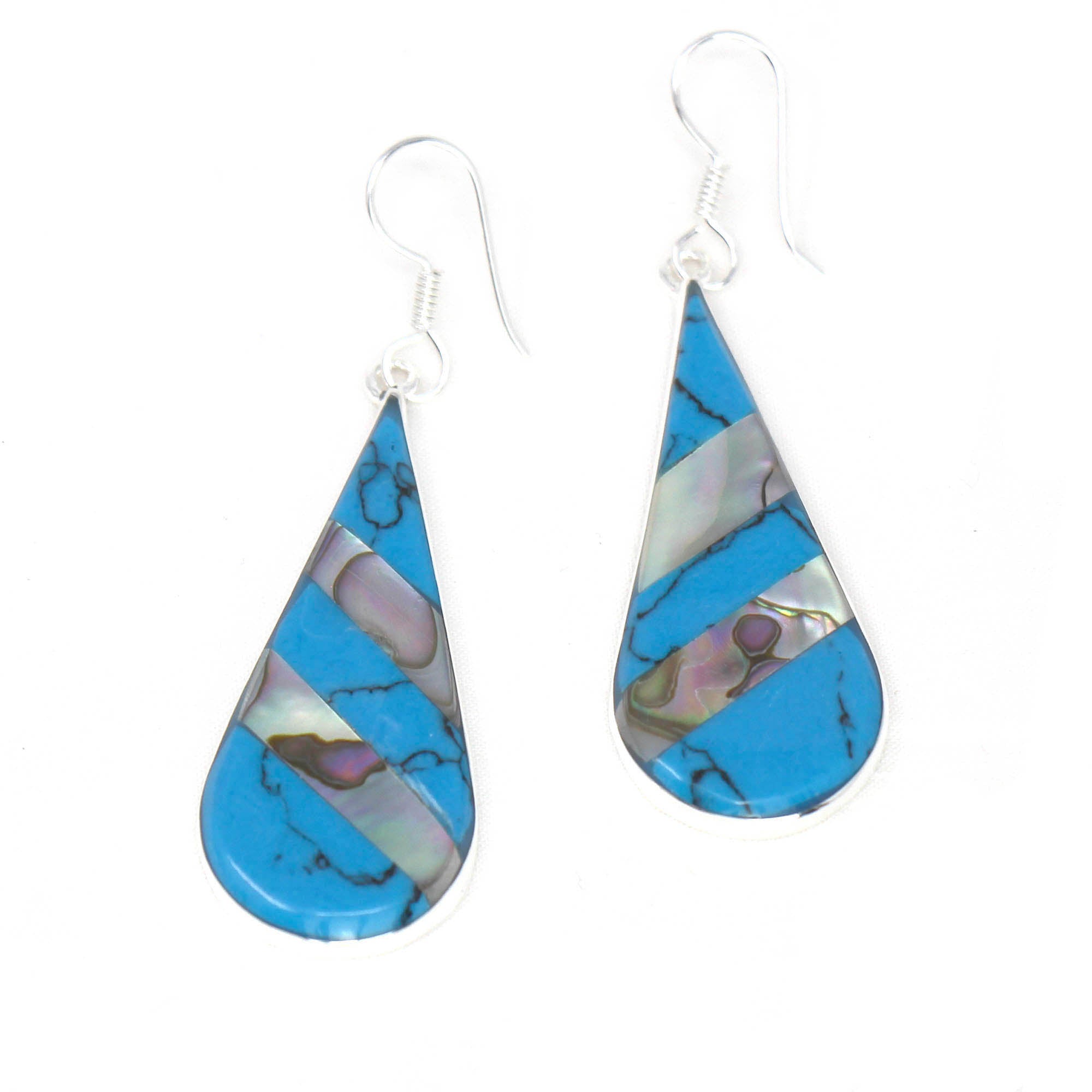 Abalone & Turquoise Striped Teardrop Earrings - Best Today's Gifts