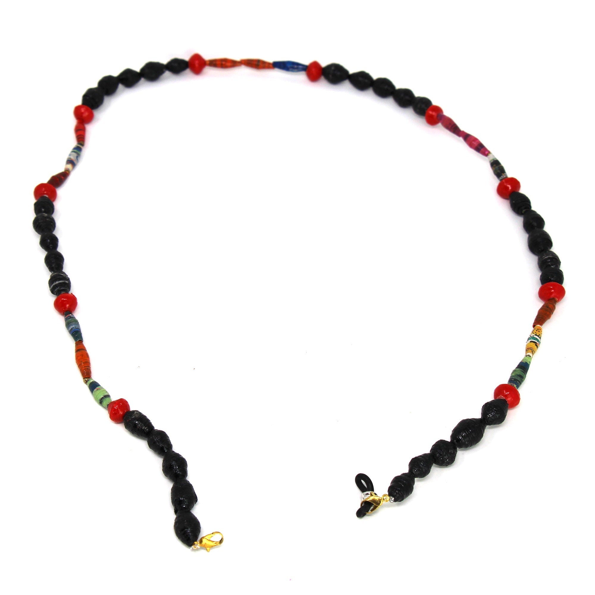 Face Mask/Eyeglass Paper Bead Chain, Black and Red - Best Today's Gifts