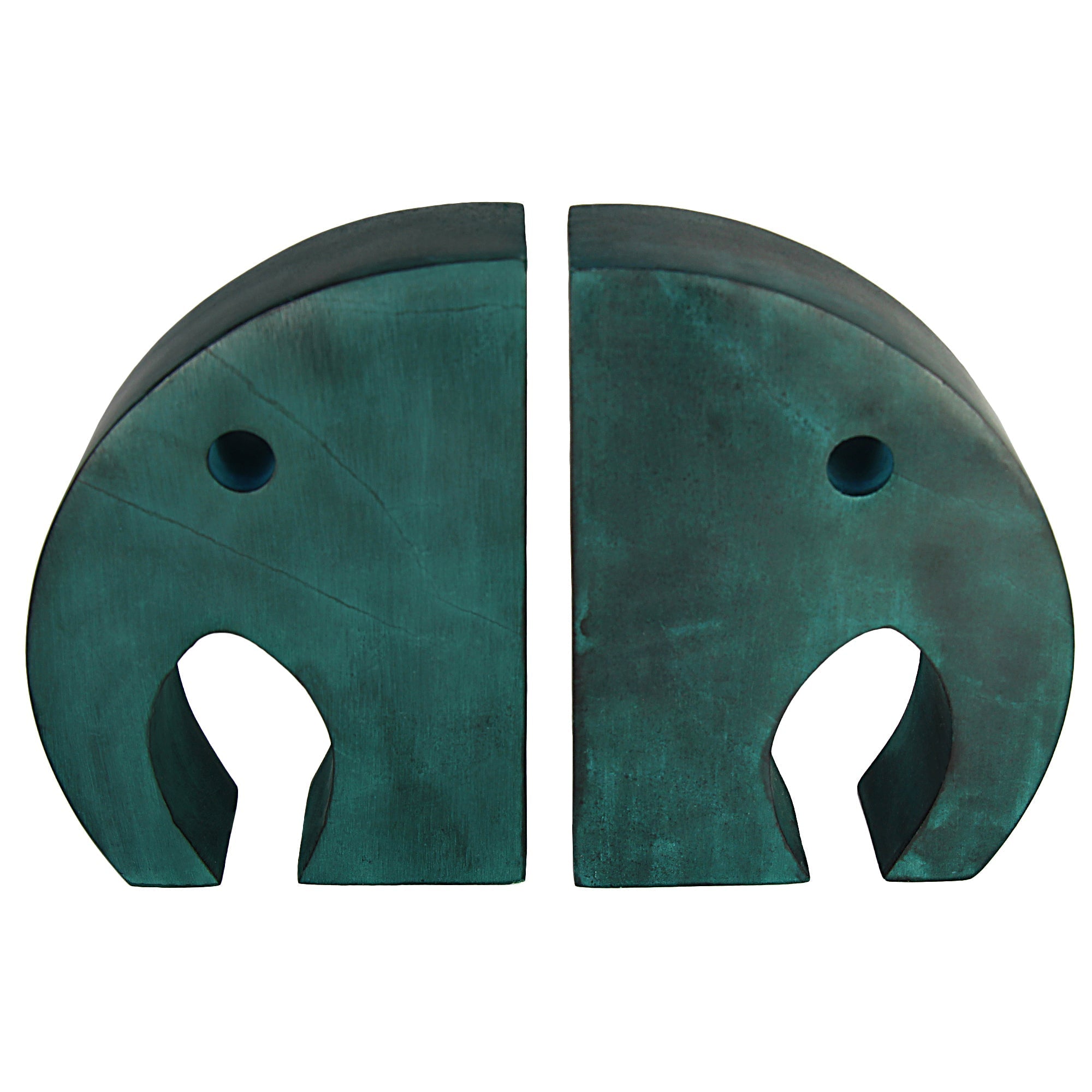 Teal Elephant Book Ends, Carved Gorara Soapstone - Best Today's Gifts