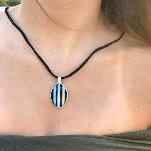 Pendant, Alabalone and Black Stripe - Best Today's Gifts