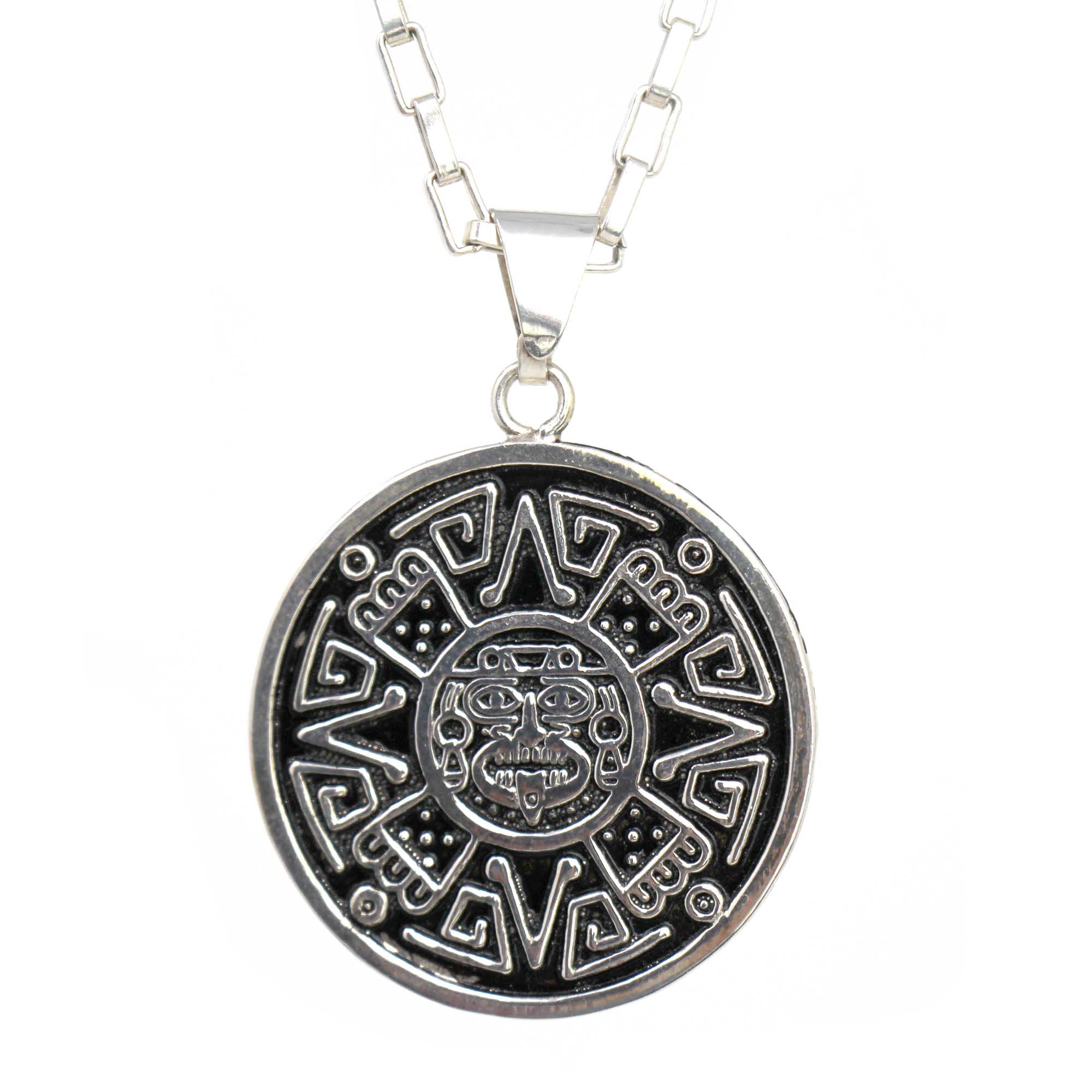 Alpaca Silver Aztec Face Pendant with Chain - Best Today's Gifts