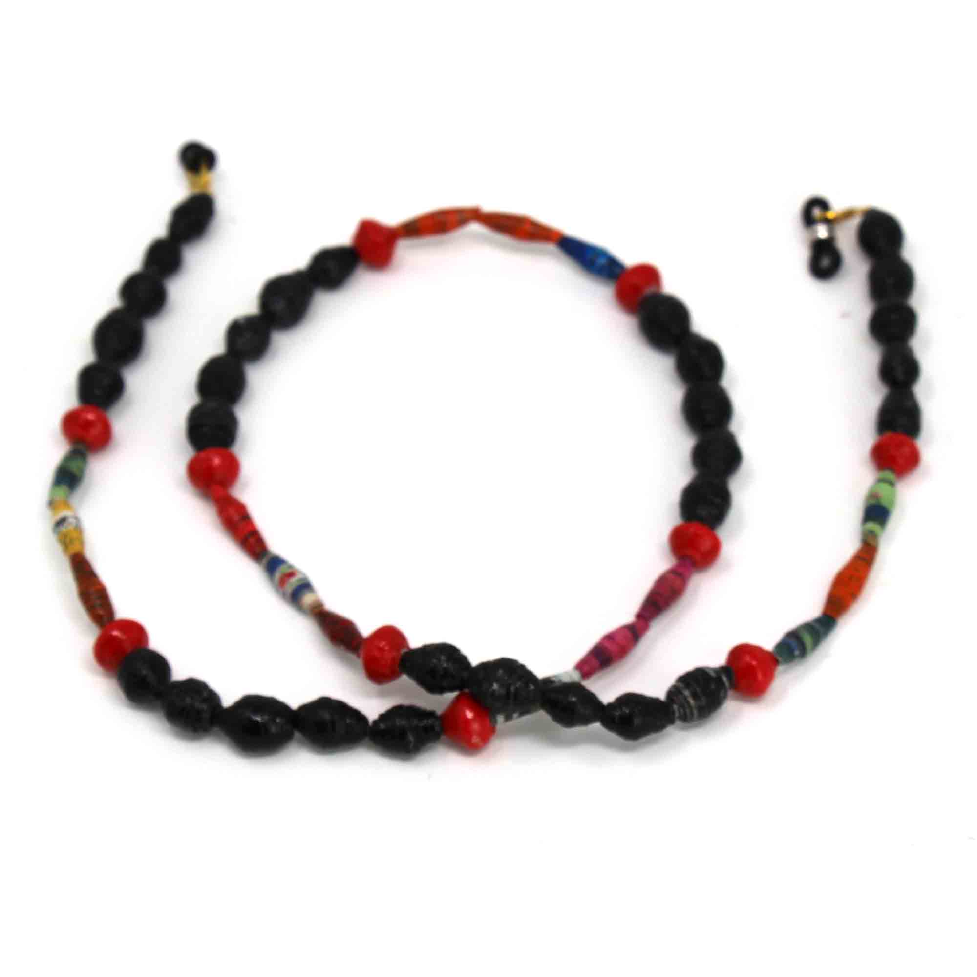 Face Mask/Eyeglass Paper Bead Chain, Black and Red - Best Today's Gifts