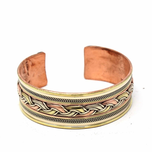 Copper and Brass Cuff Bracelet: Healing Ribbon - DZI (J) - Best Today's Gifts