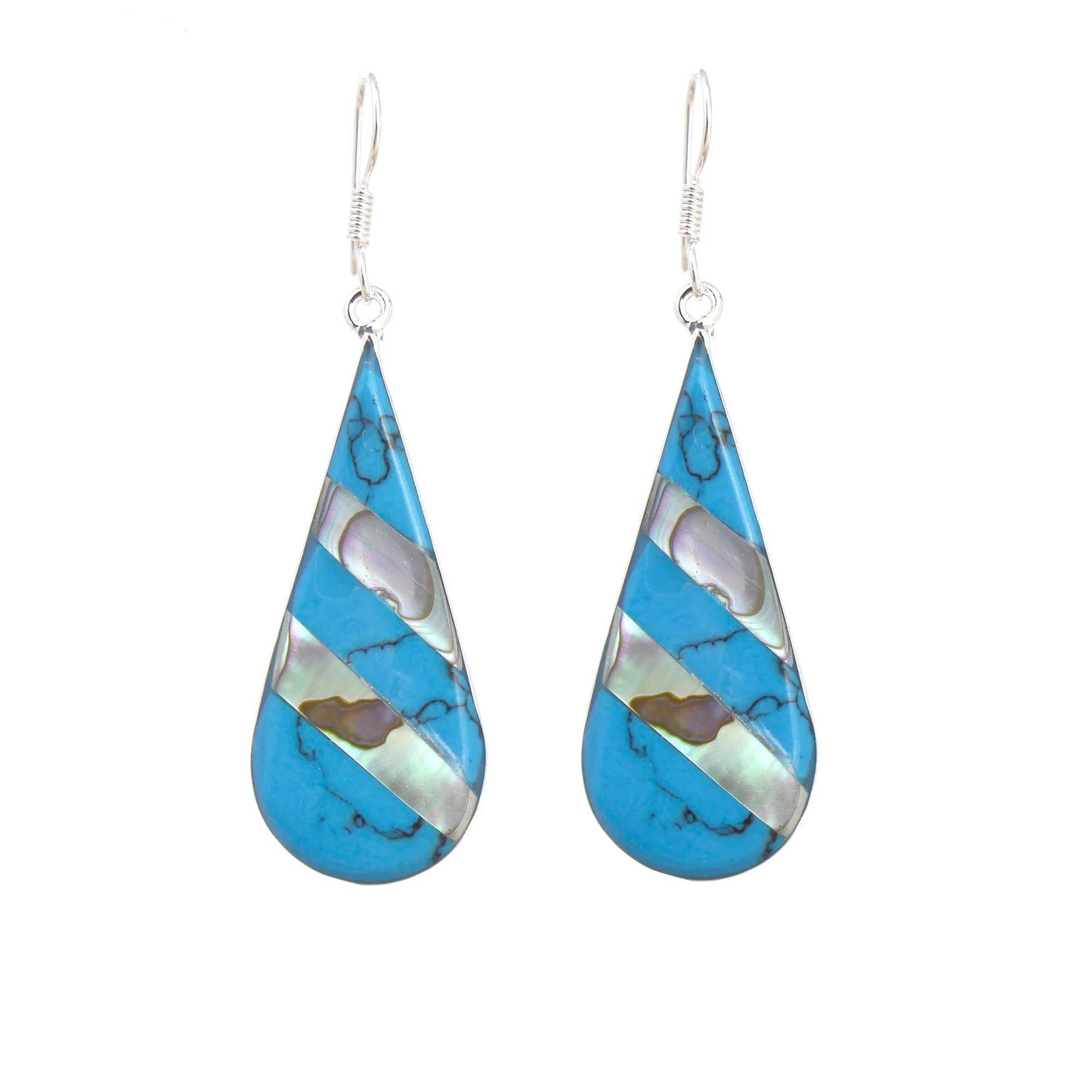 Abalone & Turquoise Striped Teardrop Earrings - Best Today's Gifts