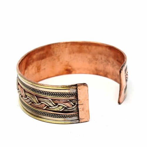 Copper and Brass Cuff Bracelet: Healing Ribbon - DZI (J) - Best Today's Gifts