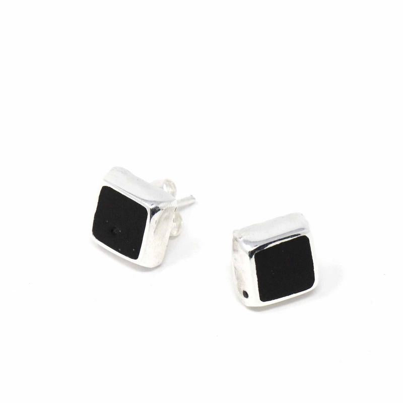 Sterling Silver Earrings, Sterling Silver Black Square - Best Today's Gifts