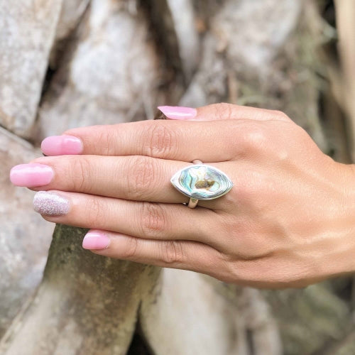 Ring, Abalone and Silver Ellipse - Best Today's Gifts