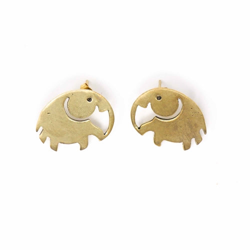 Elephant Brass Stud Earrings - Best Today's Gifts