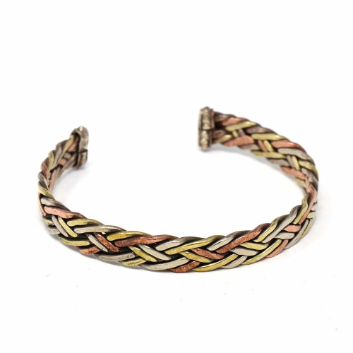 Copper and Brass Cuff Bracelet: Healing Weave - DZI (J) - Best Today's Gifts